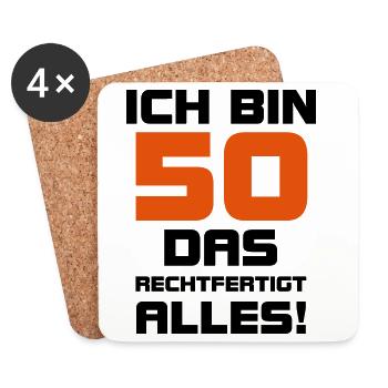 50 Geburtstag Geschenk Geburtstagsgeschenk 50. - Untersetzer (4er-Set) - Weiß - Vorne
