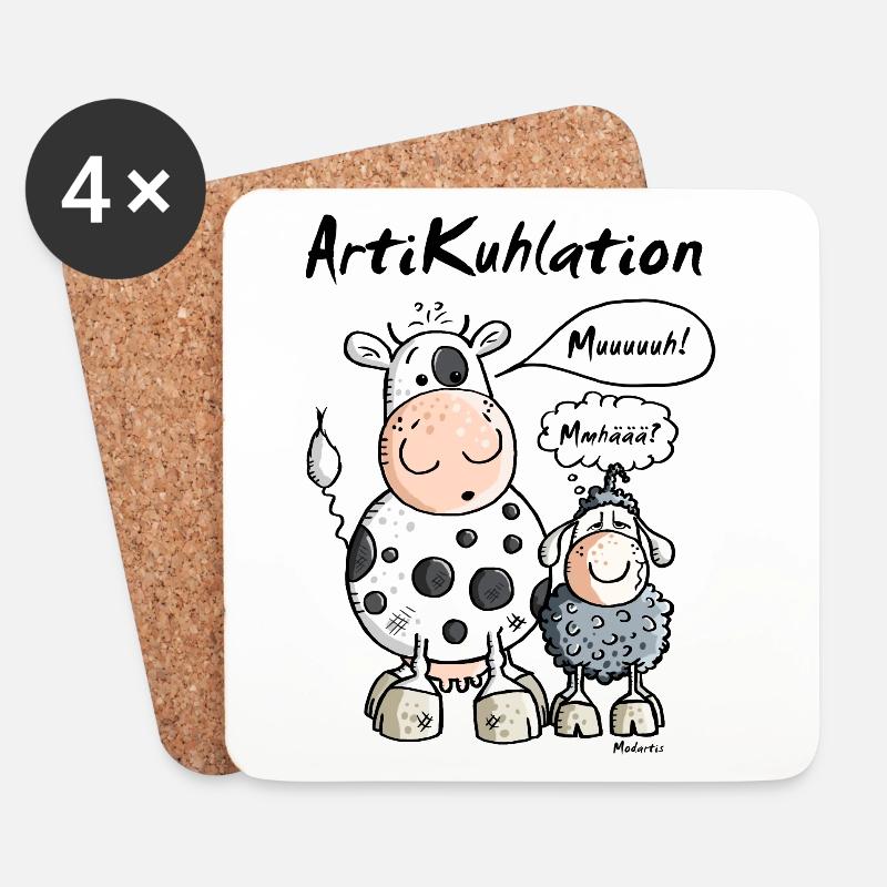 ArtiKuhlation - Kuh - Untersetzer (4er-Set) - Weiß