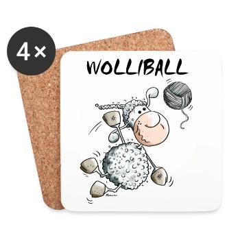 Wolliball - Volleyball - Untersetzer (4er-Set) - Weiß - Vorne
