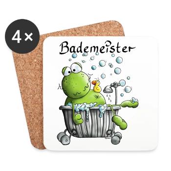 Bademeister Frosch - Untersetzer (4er-Set) - Weiß - Vorne