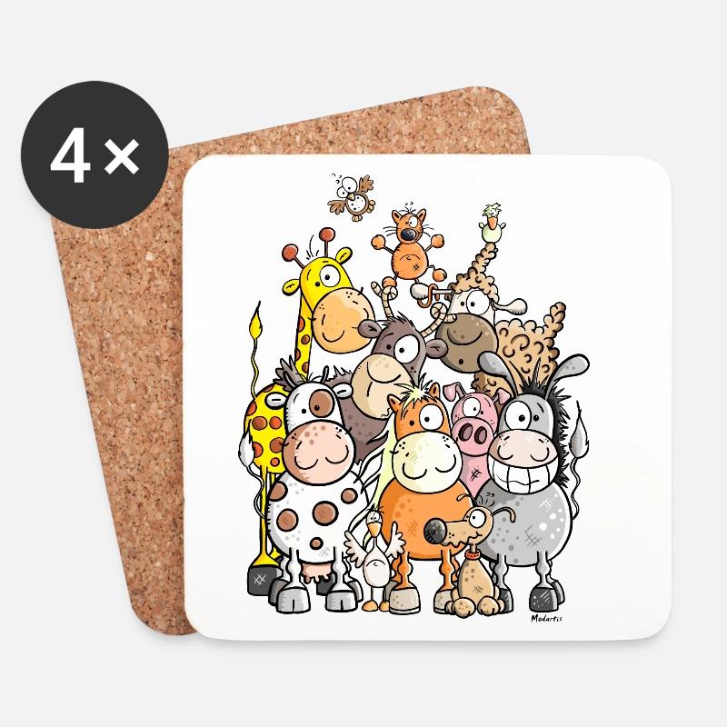 Mega Tierhaufen - Untersetzer (4er-Set) - Weiß