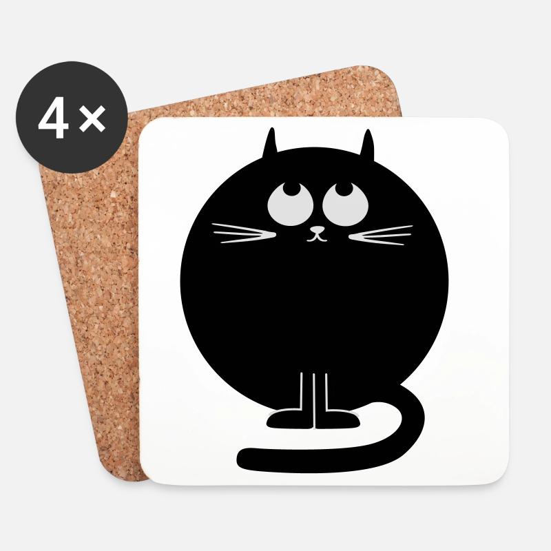 katze - Untersetzer (4er-Set) - Weiß