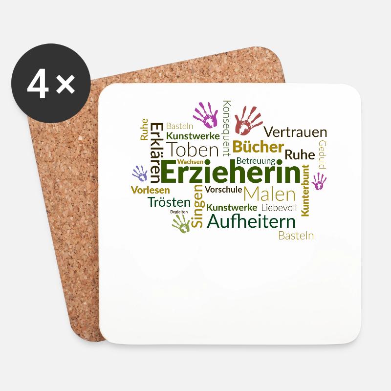 Erzieherin T-Shirt Komplimente - Untersetzer (4er-Set) - Weiß
