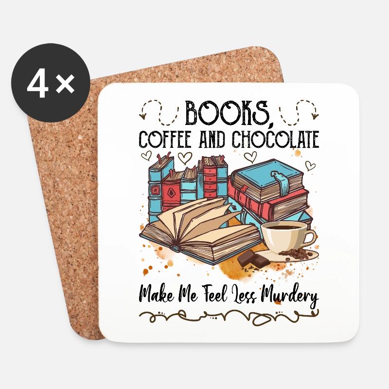 Books Coffee Chocolate Make Me Feel Less Murdery - Untersetzer (4er-Set) - Weiß