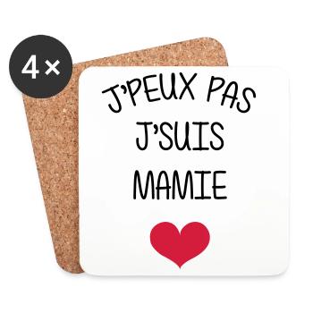 Mamie Mamy Grand Mère Naissance Bébé Amour - Dessous de verre (lot de 4) - blanc - Devant