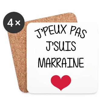 Marraine Parrain Bébé Naissance Tante Amour - Dessous de verre (lot de 4) - blanc - Devant
