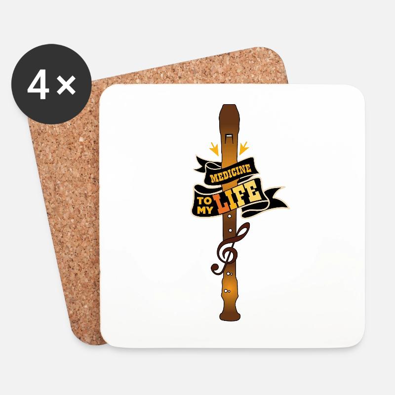 Blockflöte Flöte - Untersetzer (4er-Set) - Weiß
