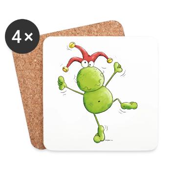 Karneval Frosch - Untersetzer (4er-Set) - Weiß - Vorne