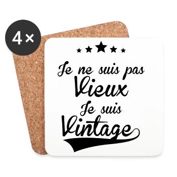 Vintage_FR_H - Dessous de verre (lot de 4) - blanc - Devant