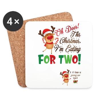 Oh Deer This Christmas I'm Eating For Two Funny - Coasters (set of 4) - white - Front