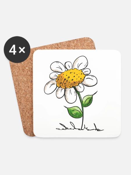 Schöne Blume - Blumen - Blümchen - Natur - Blatt - Untersetzer (4er-Set) - Weiß