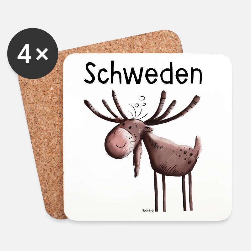Elch in Schweden - Elche - Hirsch - Rentier - Tier - Untersetzer (4er-Set) - Weiß