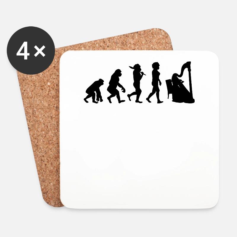 Musik Harfe Evolution für Frauen schwarz - Untersetzer (4er-Set) - Weiß