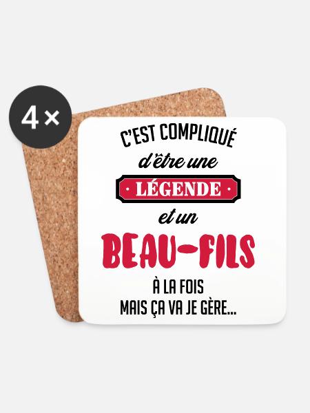 Beau Fils - Beau-Fils - Famille - Mariage - Tshirt - Coasters (set of 4) - white