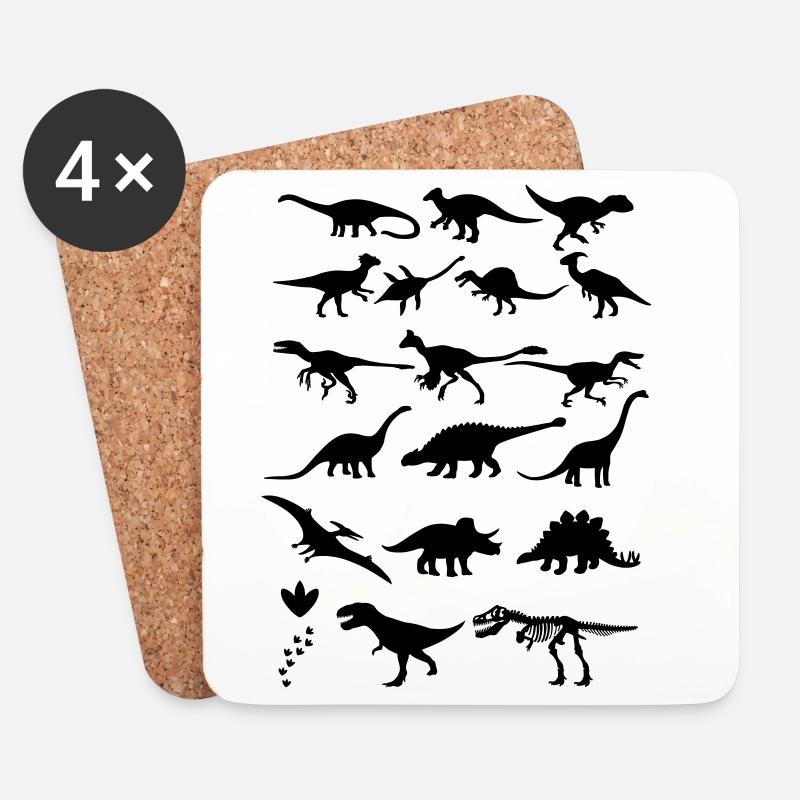 Dinosaurier - Untersetzer (4er-Set) - Weiß