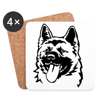 American Akita head - Coasters (set of 4) - white - Front