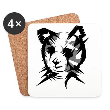 Panda bear head in cubist style - Coasters (set of 4) - white - Front