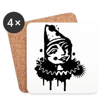 Porträt eines melancholischen Clowns als Graffiti - Untersetzer (4er-Set) - Weiß - Vorne