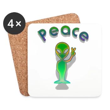 Peace Alien - Untersetzer (4er-Set) - Weiß - Vorne