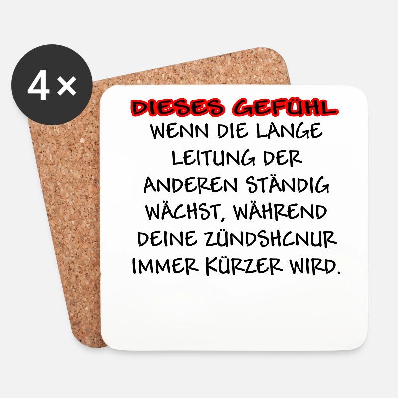 Lange Leitung Kurze Zündschnur weiss - Untersetzer (4er-Set) - Weiß