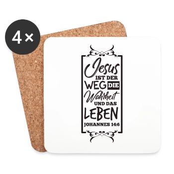 Jesus, Weg, Wahrheit, Leben - Untersetzer (4er-Set) - Weiß - Vorne