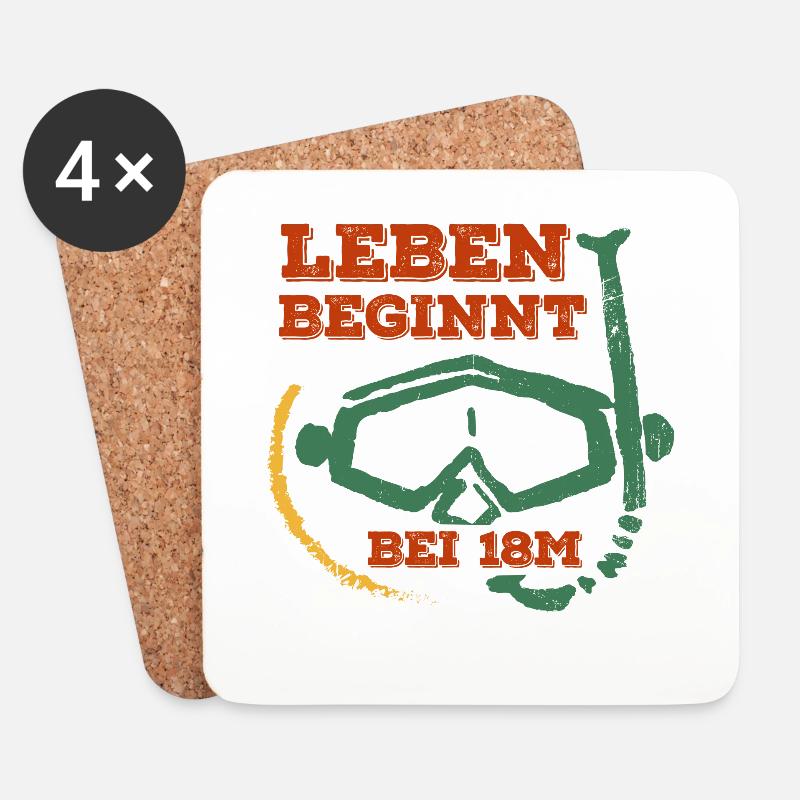 Leben Beginnt Bei 18M - Scuba Diving - Untersetzer (4er-Set) - Weiß