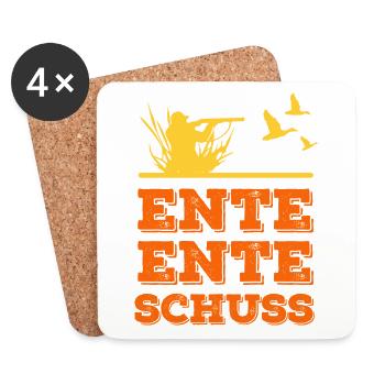 Ente Ente Schuss - Jagd - Untersetzer (4er-Set) - Weiß - Vorne