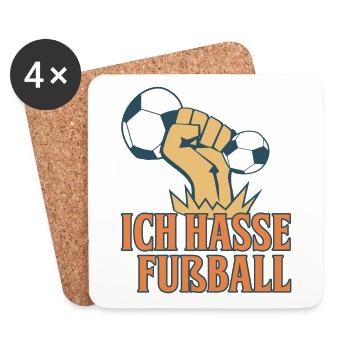 Ich HasseFußball - Anti Fußball - Untersetzer (4er-Set) - Weiß - Vorne