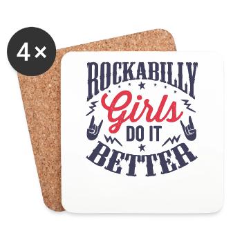 Rockabilly Girl - Dessous de verre (lot de 4) - blanc - Devant