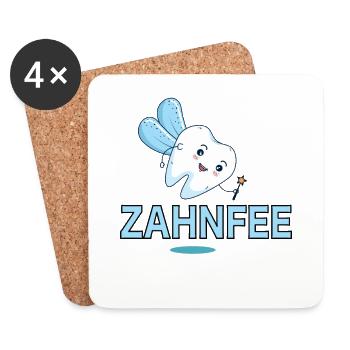 Zahnfee Shirt mit Zahn Fasching Karneval Kostüm - Untersetzer (4er-Set) - Weiß - Vorne