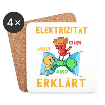Elektrizität Erklärt - Elektriker - Untersetzer (4er-Set) - Weiß - Vorne