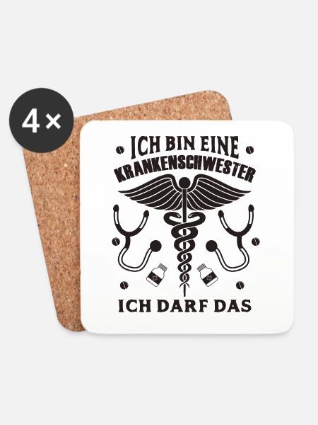 Krankenschwester lustiger Spruch - Untersetzer (4er-Set) - Weiß