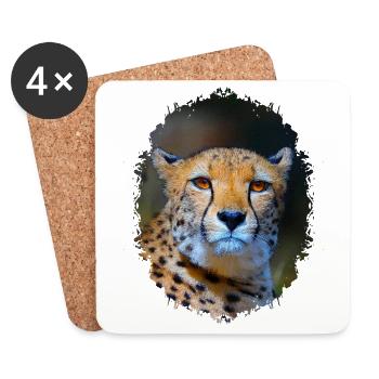 Guépard - Dessous de verre (lot de 4) - blanc - Devant