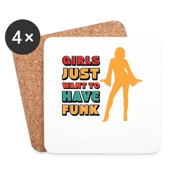 Les filles veulent juste avoir FUNk Music Retro 70s Girl - Dessous de verre (lot de 4) - blanc - Devant