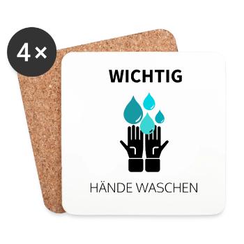 Wichtig Hände Waschen Shirt - Hände reinigen - Untersetzer (4er-Set) - Weiß - Vorne