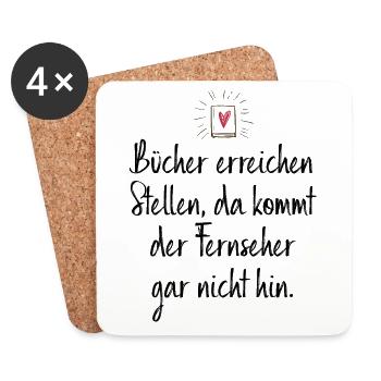 Bücher Erreichen Stellen Da Kommt TV Gar Nicht Hin - Untersetzer (4er-Set) - Weiß - Vorne