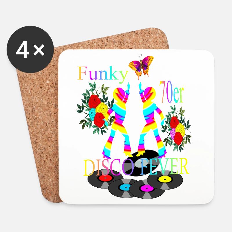 Disco Fieber 70er - Untersetzer (4er-Set) - Weiß