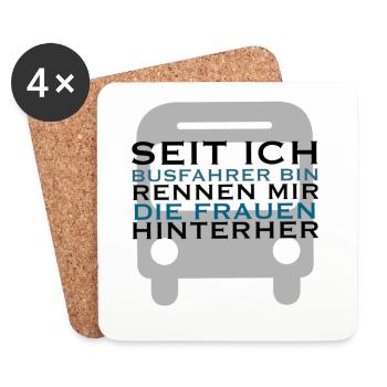 Lustiger Busfahrer Spruch Geschenkidee - Untersetzer (4er-Set) - Weiß - Vorne