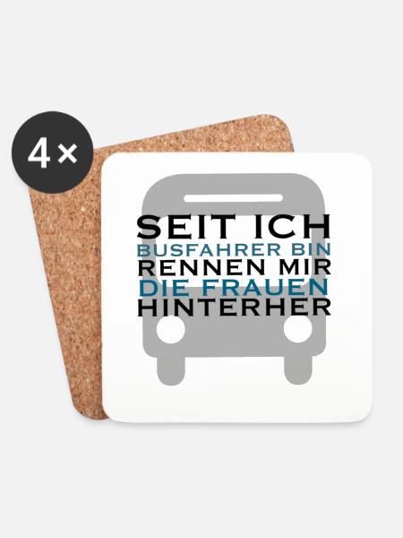 Lustiger Busfahrer Spruch Geschenkidee - Untersetzer (4er-Set) - Weiß