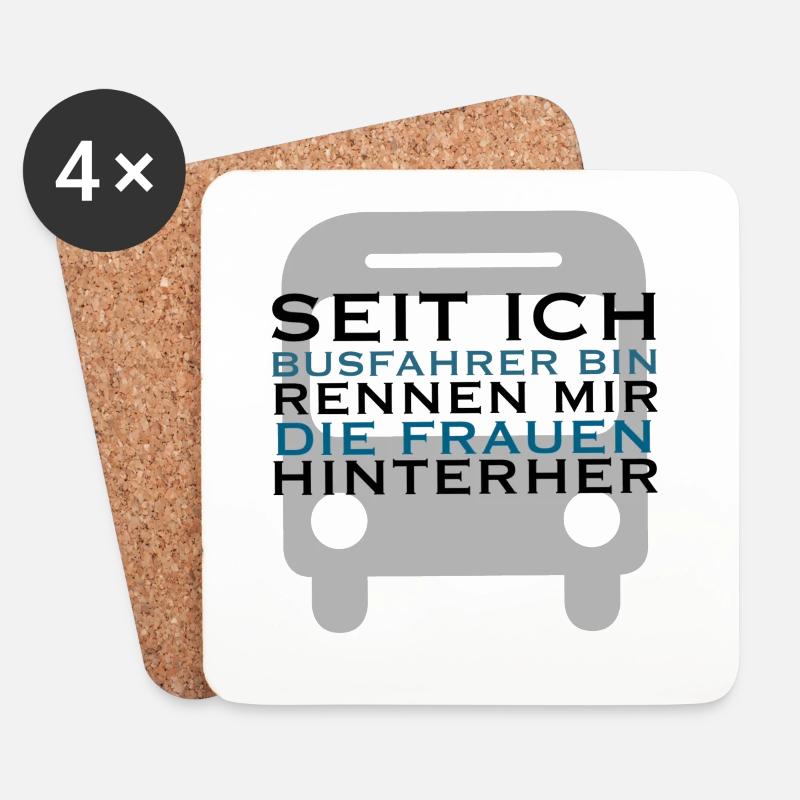 Lustiger Busfahrer Spruch Geschenkidee - Untersetzer (4er-Set) - Weiß