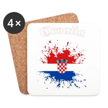 Kroatien Splatter Croatia - Untersetzer (4er-Set) - Weiß - Vorne