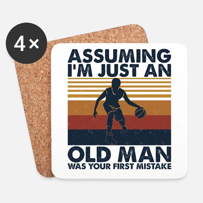 Basketball Men Assuming I'm Just An Old Man - Untersetzer (4er-Set) - Weiß
