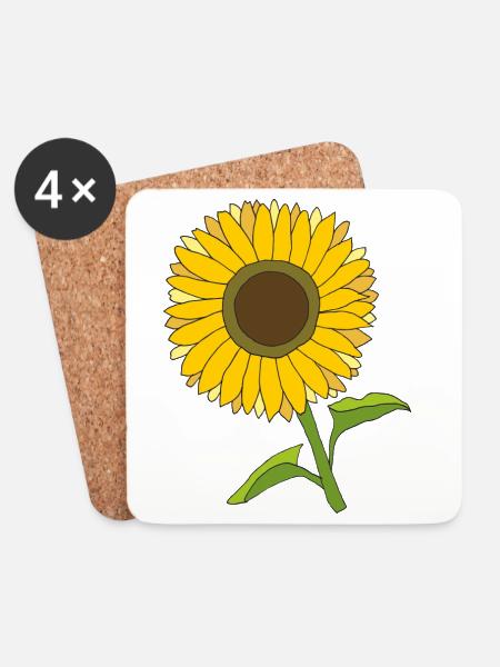 sonnenblume - Untersetzer (4er-Set) - Weiß