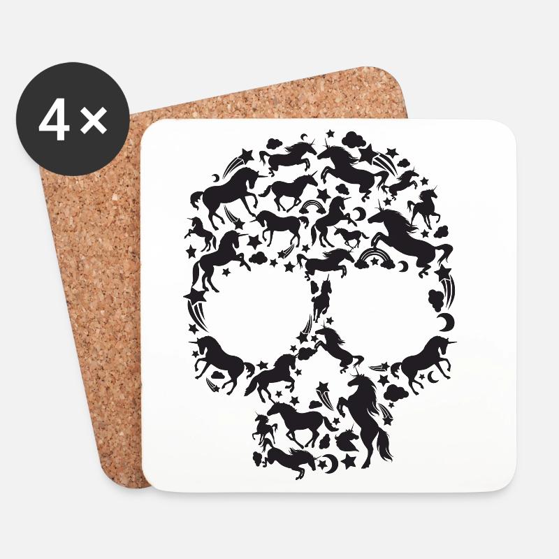 SKULL UNICORN - Untersetzer (4er-Set) - Weiß
