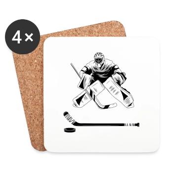 Stolzen Eishockey Torwart - Eishockey Torwart - Untersetzer (4er-Set) - Weiß - Vorne