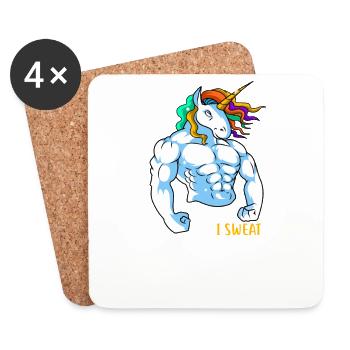 I Sweat Glitter - musculation licorne - Dessous de verre (lot de 4) - blanc - Devant