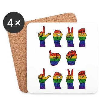 Love Is Love Sign Language T-Shirt - Untersetzer (4er-Set) - Weiß - Vorne