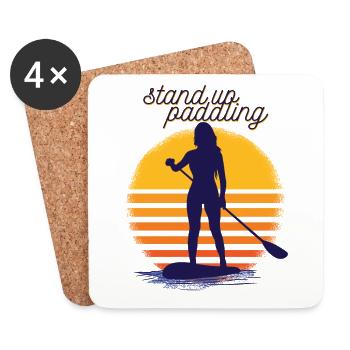 Stand Up Paddling Girl SUP - Untersetzer (4er-Set) - Weiß - Vorne