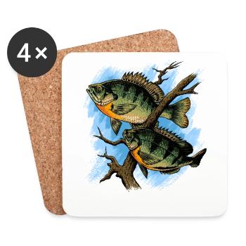 Bluegill Illustration Angeln Pullover Design - Untersetzer (4er-Set) - Weiß - Vorne