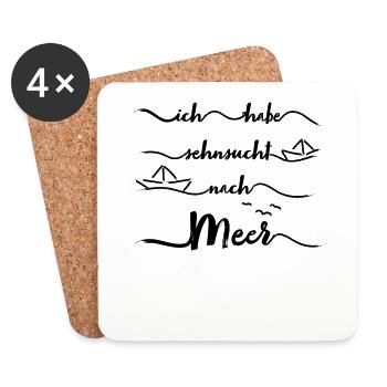 Papierschiff Meer Papierboot Papierschiffchen - Untersetzer (4er-Set) - Weiß - Vorne